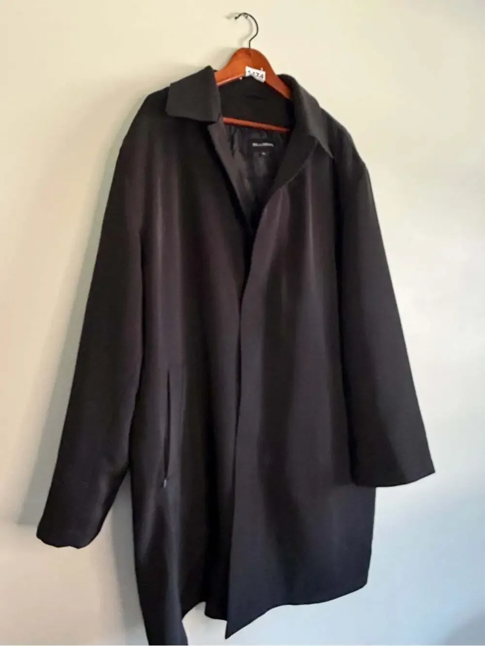 Bellissimo Black Car Coat XL Minimalist Overcoat Zip-Out Lining Y2K